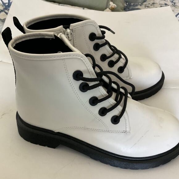 New White black Steve Madden combat boots platform chunky Y2K zip lug sole sz 5 - Picture 16 of 16